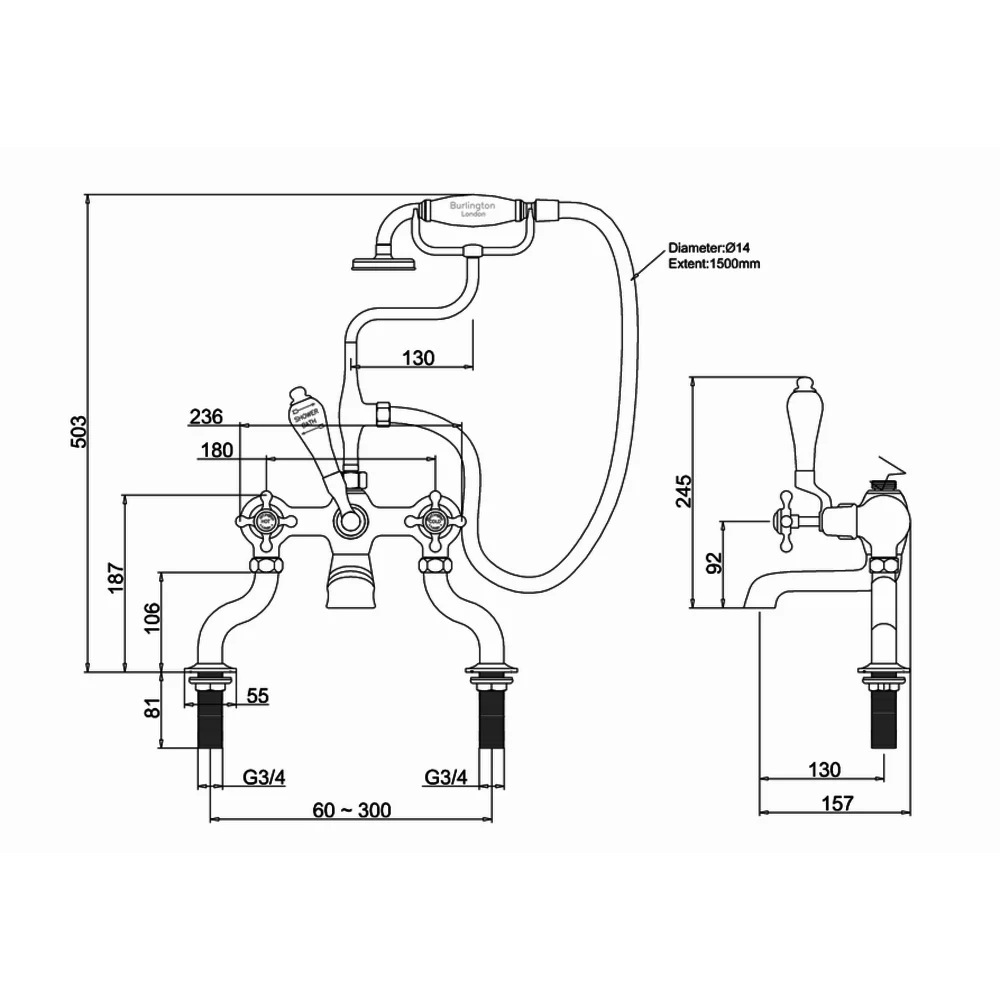 Burlington Claremont badmengkraan technische tekening